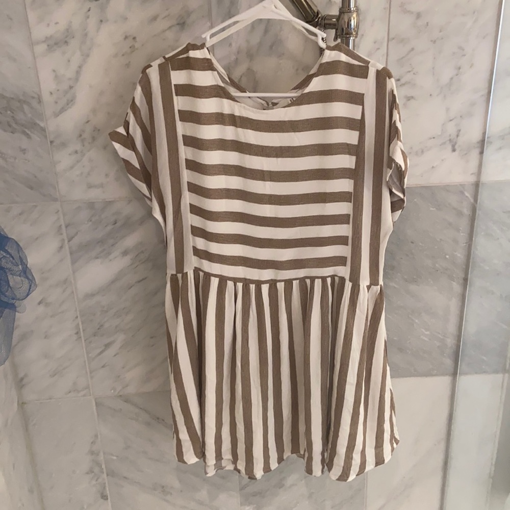 Princess Polly Taupe/White stripe Dress - size 6(AU) - size XS (US) - worn once!